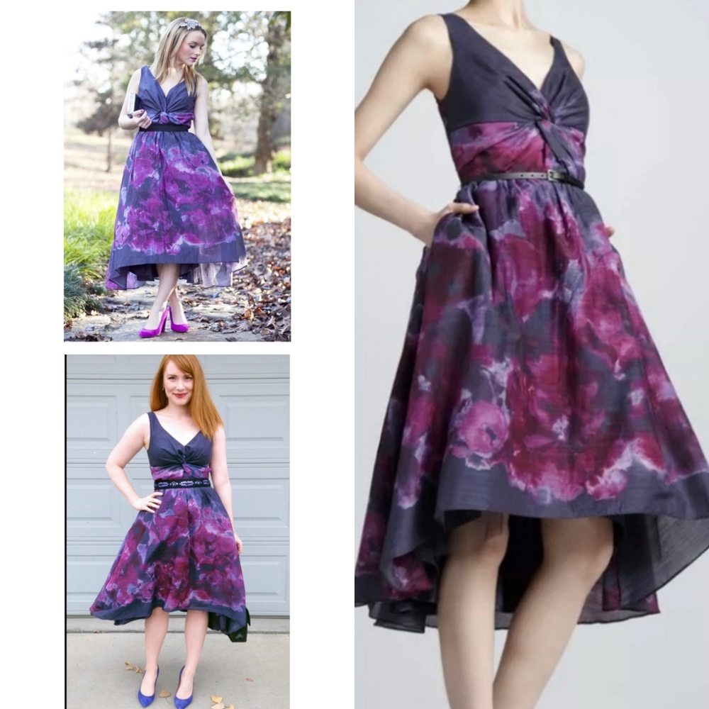 Neiman Marcus for Target Lela Rose Silk Blend Purple High Low A-line Dress